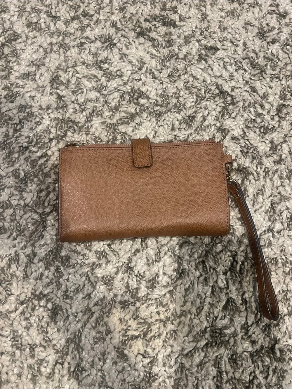 Michael Kors Brown Saffiano Leather Wallet Wristlet with Gold Hardware